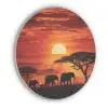 Savanne - Olifanten - Zonsondergang Akoestische PET Vilt - Rond klein -3d