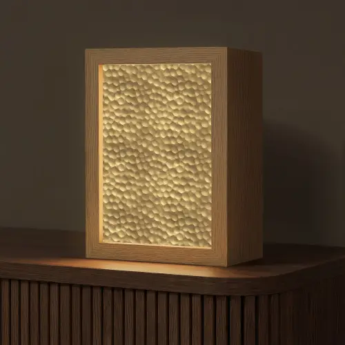 Metaal - Dynamisch - Goud Light Box met kabel (Tafellamp) klein 925 -z3d_website