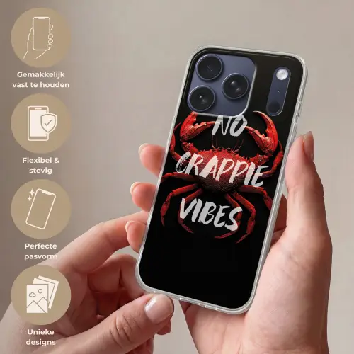 Krab - Rood - Tekst - Zwart Telefoonhoesje iPhone 17 Pro klein -sfeer3_NL