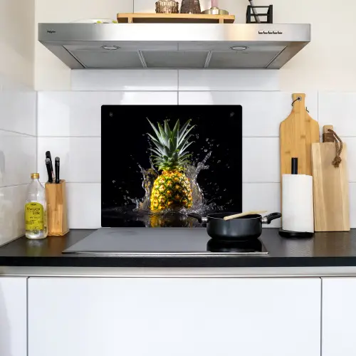Ananas - Fruit - Water - Planten - Zwart Inductie beschemer met haakjes middel -sfeer2