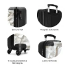 Structuur - Rots - Wit NBS - Handbagage koffer - Volwassenen Unisex middel zzzzzzzbolletjes_FR