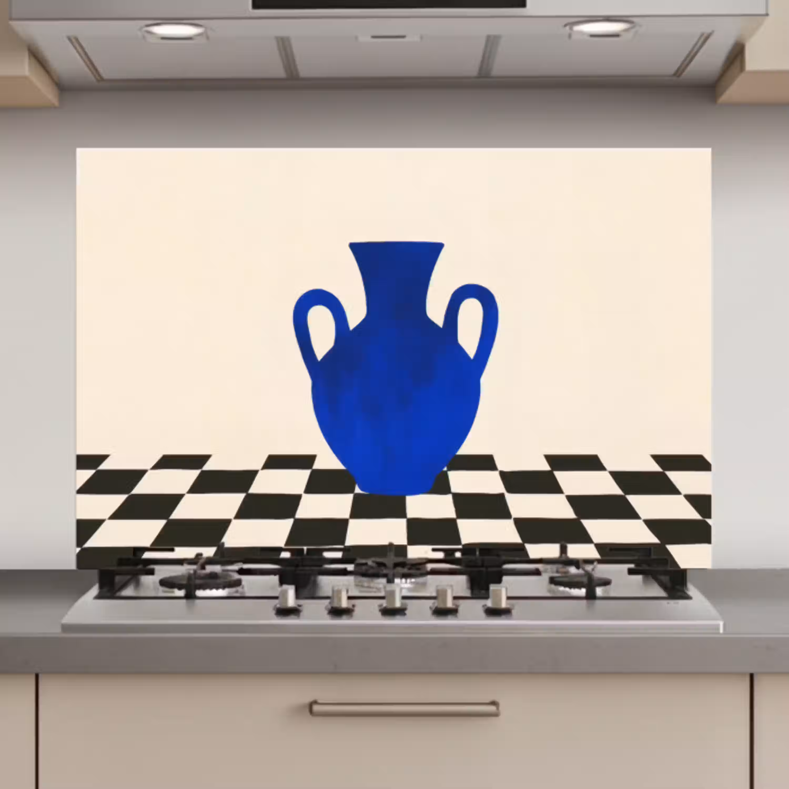 Vaas - Blauw - Geblokt - Modern keuken achterwand spatscherm klein -3d_website