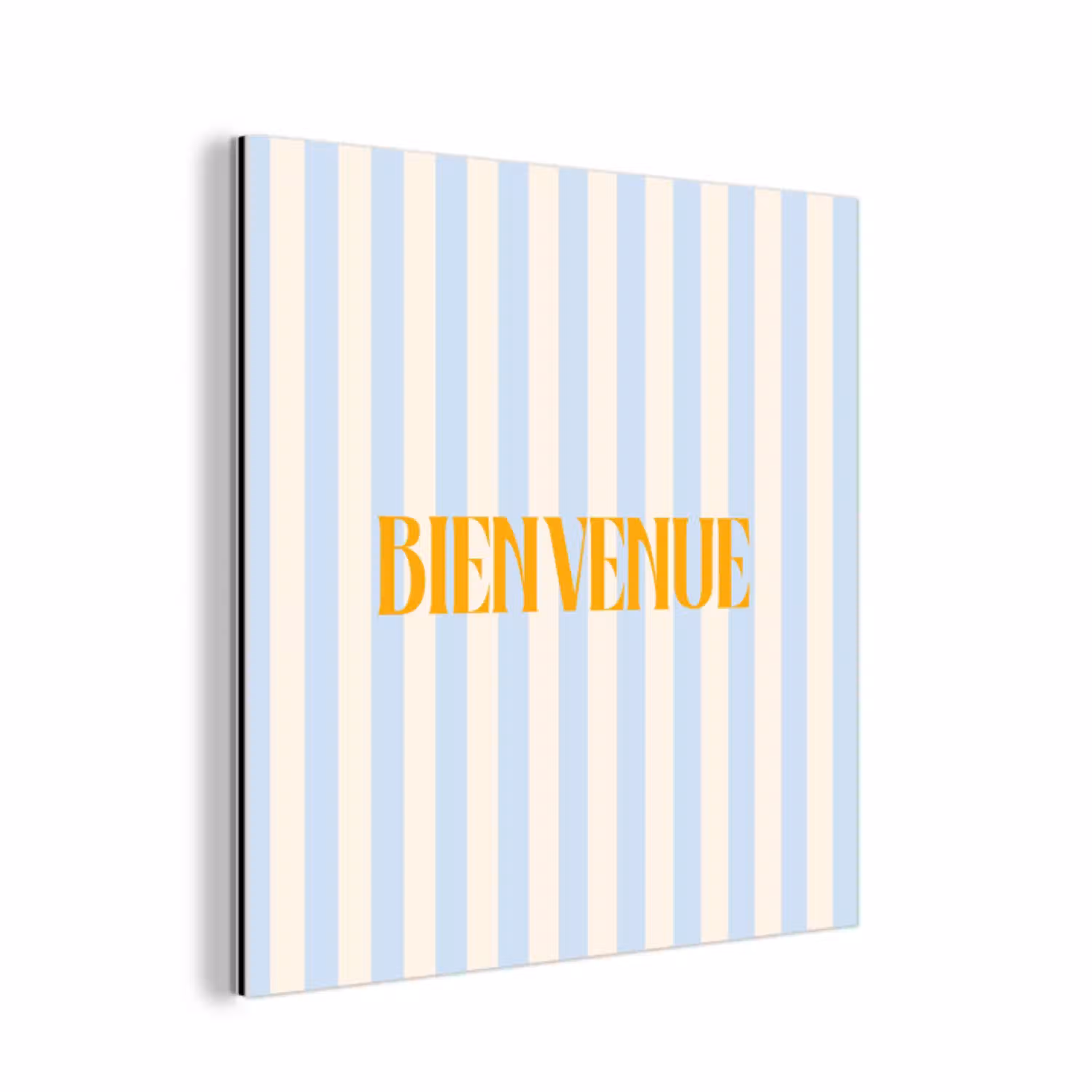 Oranje - Blauw - Strepen - Bienvenue aluminium wit klein -3d