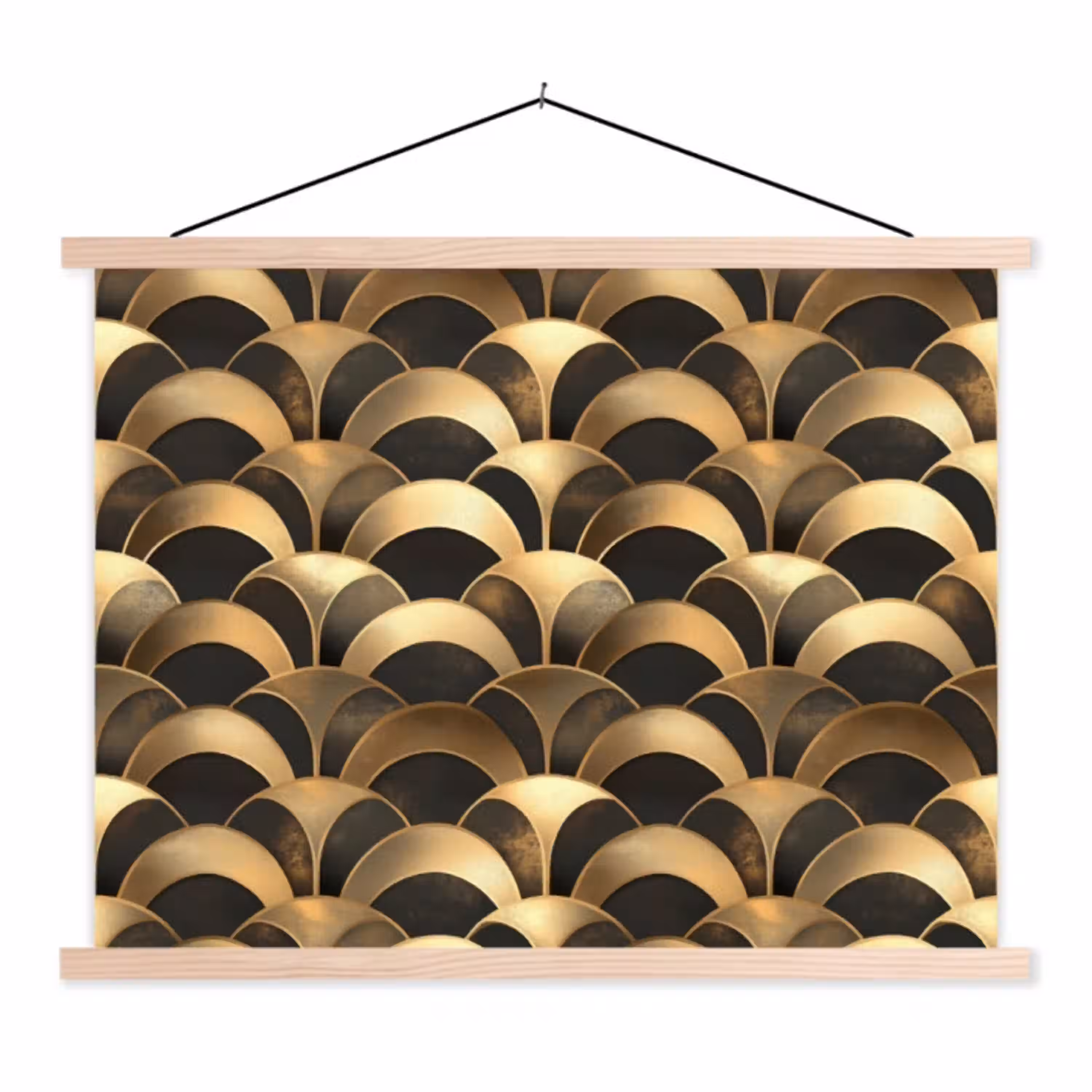 Schubben - Structuur - Goud textielposter latten blank klein 122 -3d