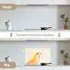 Vogel - Minimalistisch - Geel keuken achterwand spatscherm klein -voor_na_NL