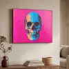 Neon - Blauw - Pop-art - Schedel Textielframe zwart klein -sfeer3