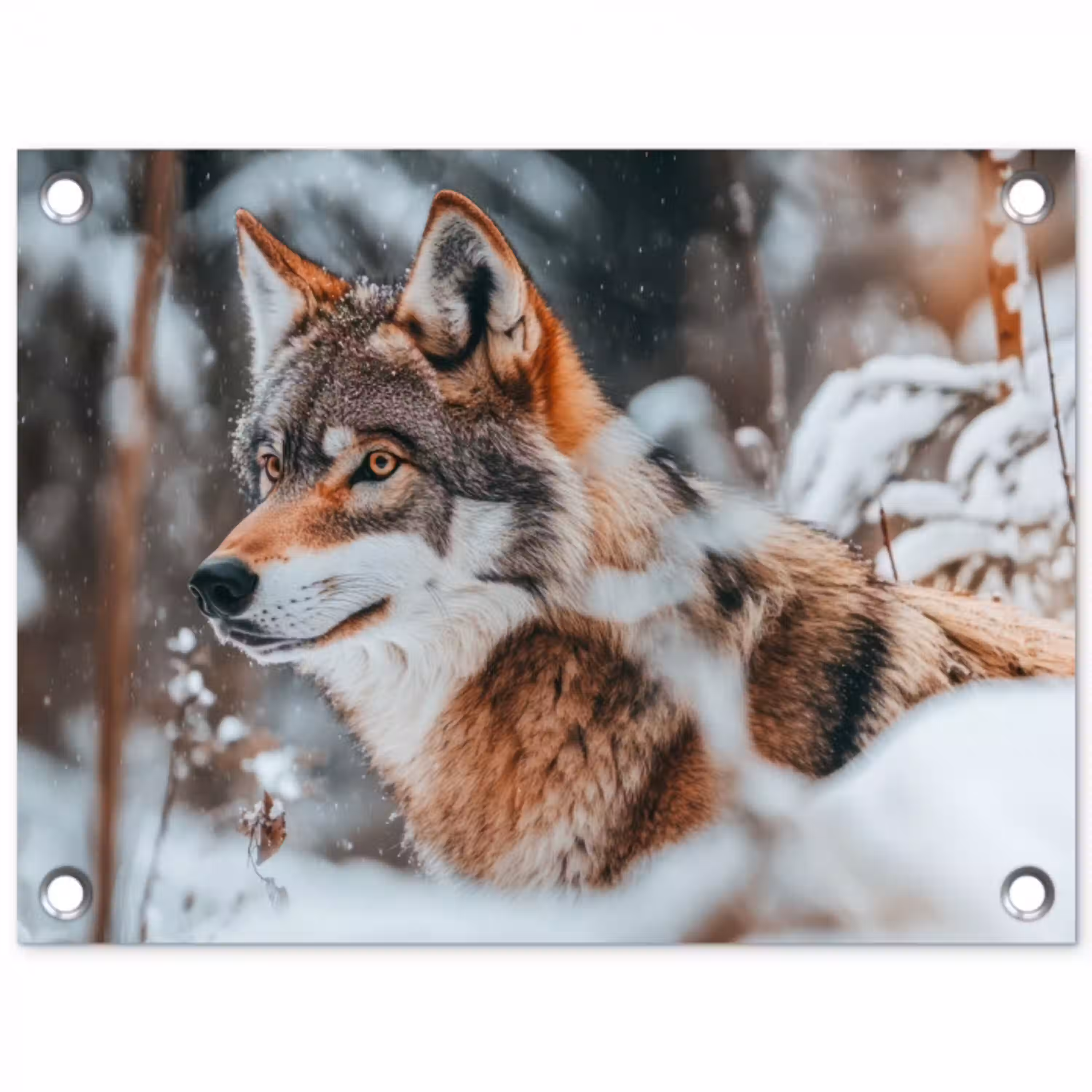 Wolf - Sneeuw - Winter - Dieren - Natuur - Sneeuw tuinposter los doek klein -3d