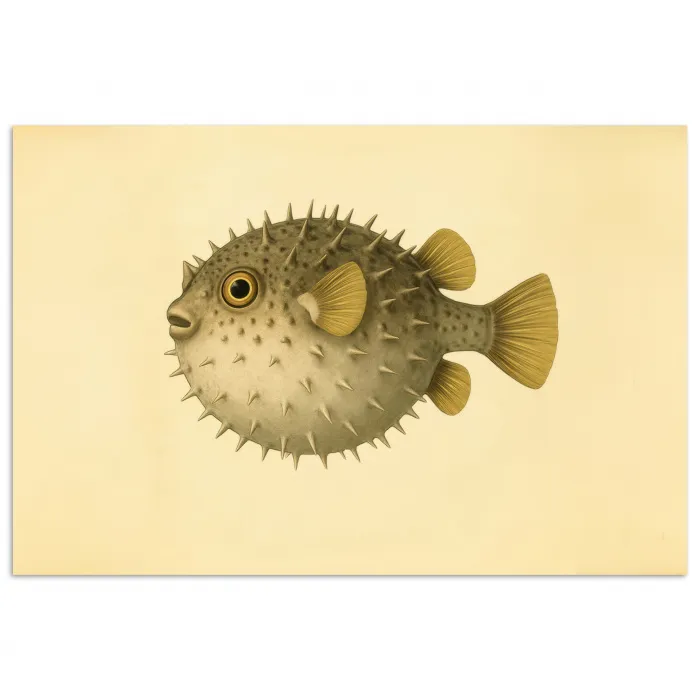 Stekels - Vis - Opgeblazen - Bruin poster papier klein -3d