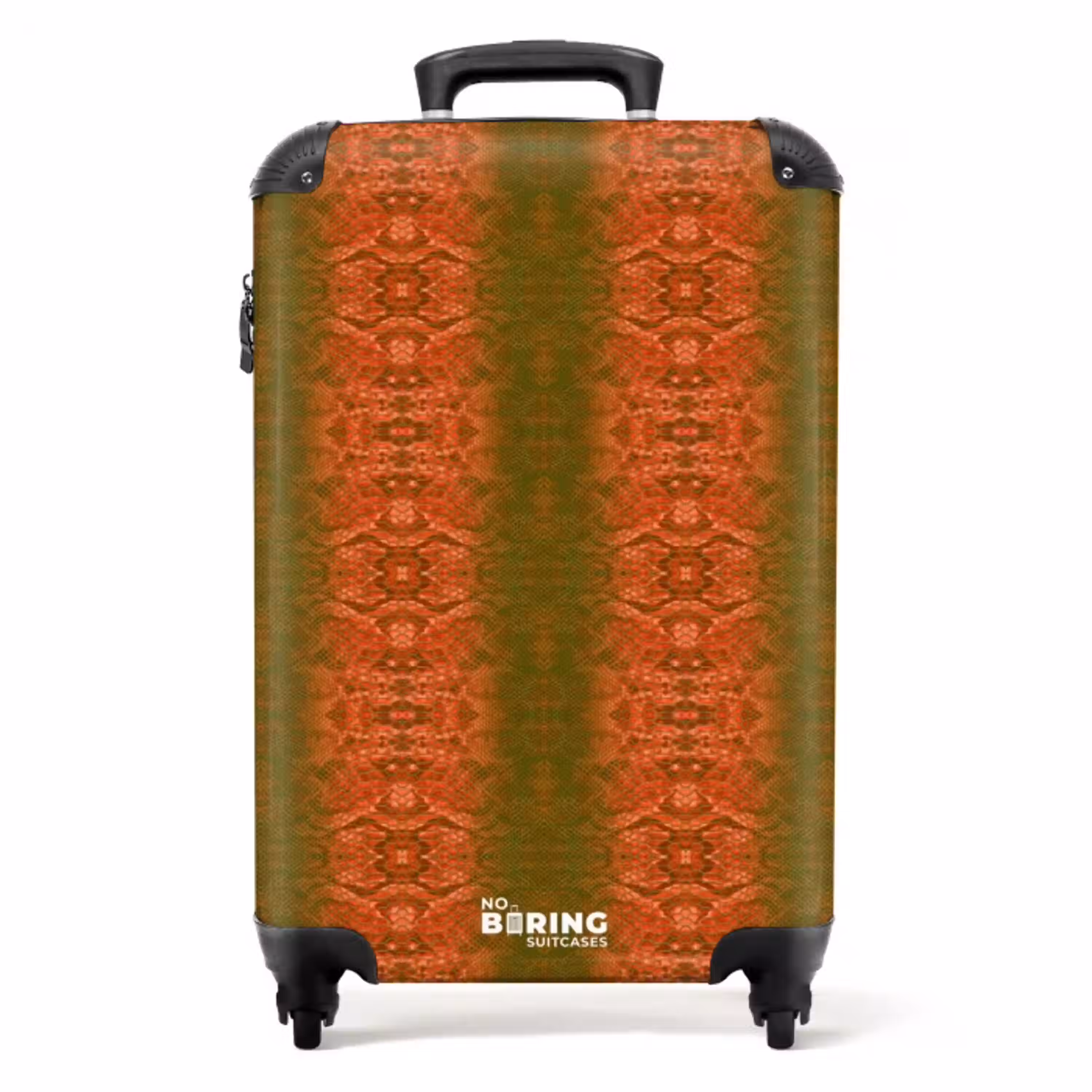 Koraalrood slangenhuid met symmetrische schubstructuur NBS - Handbagage koffer - Volwassenen Unisex middel -productfoto_recht