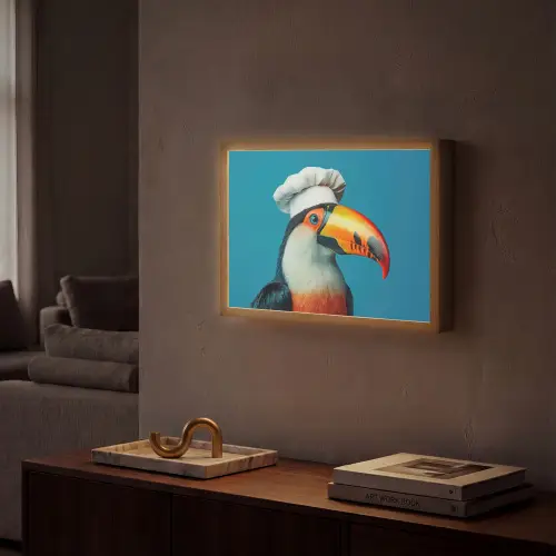 Toekan - Papegaai - Vogel - Koksmuts Light Box met batterij (Wandlamp) middel -sfeer1