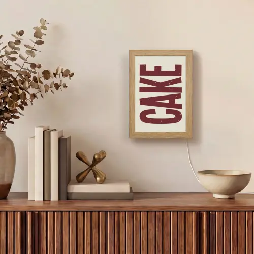 Red - Cake - Decoratie - Eten Light Box met kabel (Tafellamp) klein -sfeer2