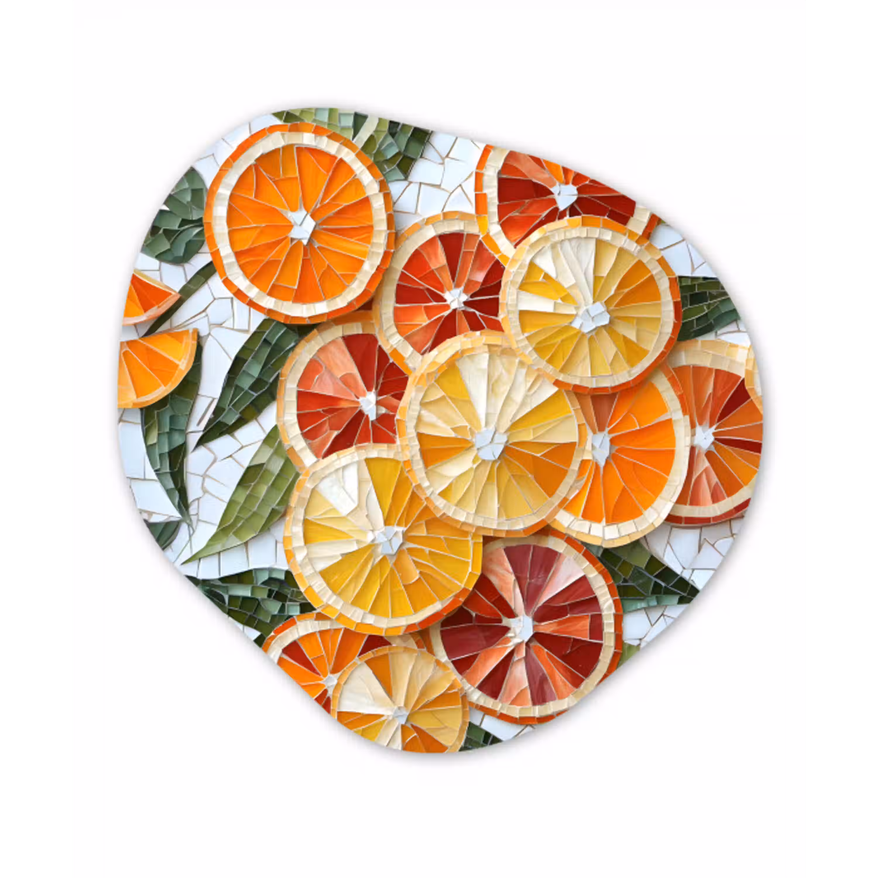 Schijfjes - Fruit - Oranje - Mozaïek Wandcirkel Organisch Forex 3mm klein -3d