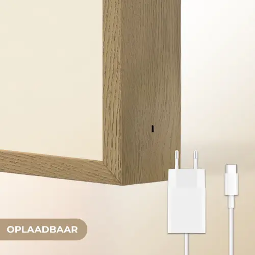 Minimalistisch - Schepijs - Hoorntje - Beige Light Box met batterij (Wandlamp) middel -USP_websiteoplaadbaarNL