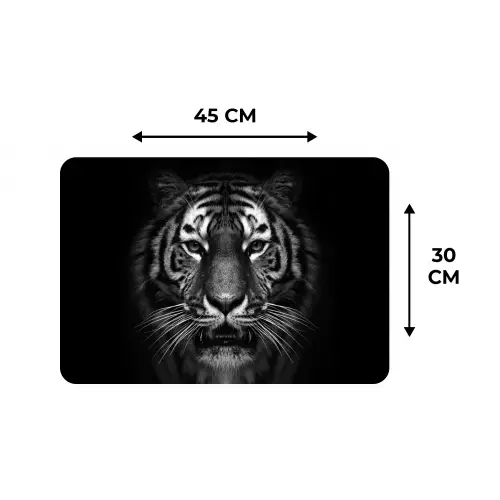 Tijger - Dieren - Zwart - Wit - Portret - Wild Placemat vinyl groot -specs