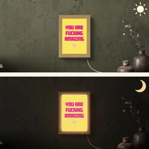Geel - Valentijn - Tekst Light Box met kabel (Wandlamp) klein -sfeer3
