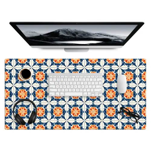 Traditioneel - Tegel - Oranje Muismat XXL klein 681 -3d