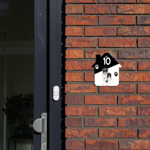 Zwart wit - Huisdier - Stabijhoun Naambord Huisje klein -sfeer2