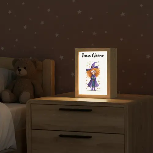 Toverheks - Sterren - Paars Light Box met kabel (Kinderlampje) klein -sfeer1_kind