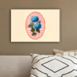 Bloemen - Blauw - Lijst - Bladeren canvas 2cm klein -sfeer3
