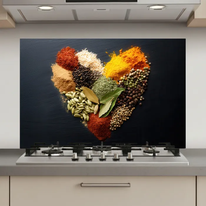 Specerijen - Mix - Hartvorm - Zwart keuken achterwand spatscherm klein -3d_website