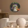 Doorkijk - Pad - Bloemen - Struik - Kleurrijk Akoestische PET Vilt - Rond klein -sfeer1