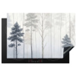 Bos - Bomen - Mist - Natuur - Illustratie - Grijs Inductie beschermer vinyl 3mm klein -3d