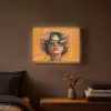 Vrouw - Bloemen - Aesthetic - Oranje Light Box met batterij (Wandlamp) middel -sfeer4