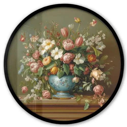 Vaas - Pastel - Kleuren - Bloemen Fotolijst rond zonder passe partout klein -3d
