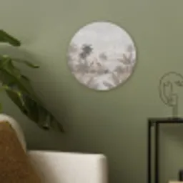 Kraanvogels - Palmbomen - Tropisch Akoestische PET Vilt - Rond klein -sfeer2