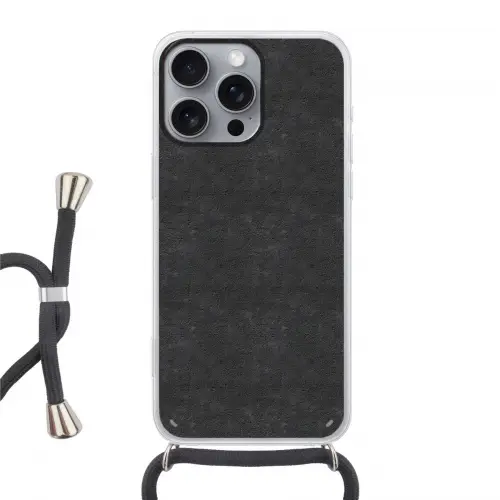 Donkergrijs - Asfaltstructuur - Ruw Hoesje iPhone 16 Pro Max met koord klein 804 -3d