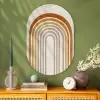Minimalistisch - Boog - Lijnen - Beige Wandcirkel Ovaal Glas middel -sfeer2