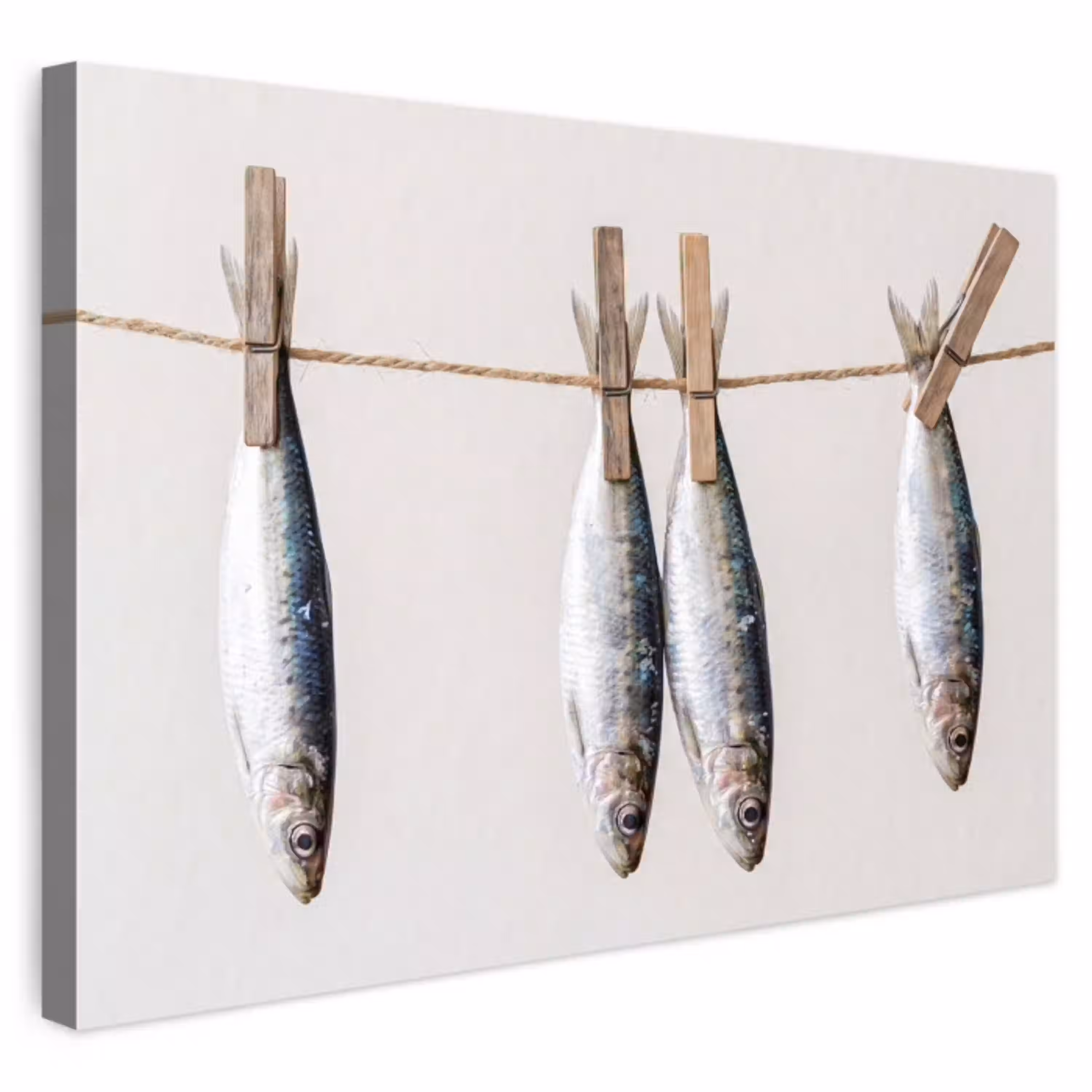 Vis - Hangend - Eten Tuinposter op houten frame 2 cm dik klein -3d