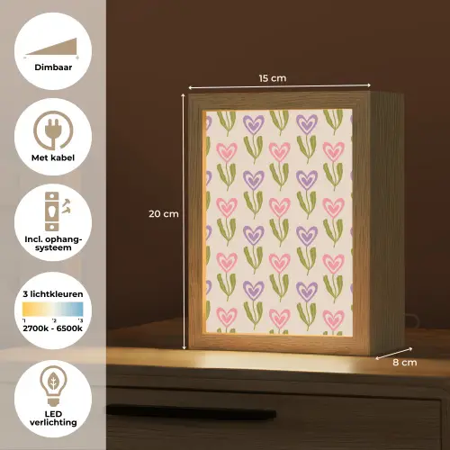 Bloemen - Hartjes - Patroon Light Box met kabel (Tafellamp) klein 925 -USP_NL