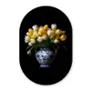 Geel - Tulpen - Vaas - Bloemen Wandcirkel Ovaal Forex klein -3d