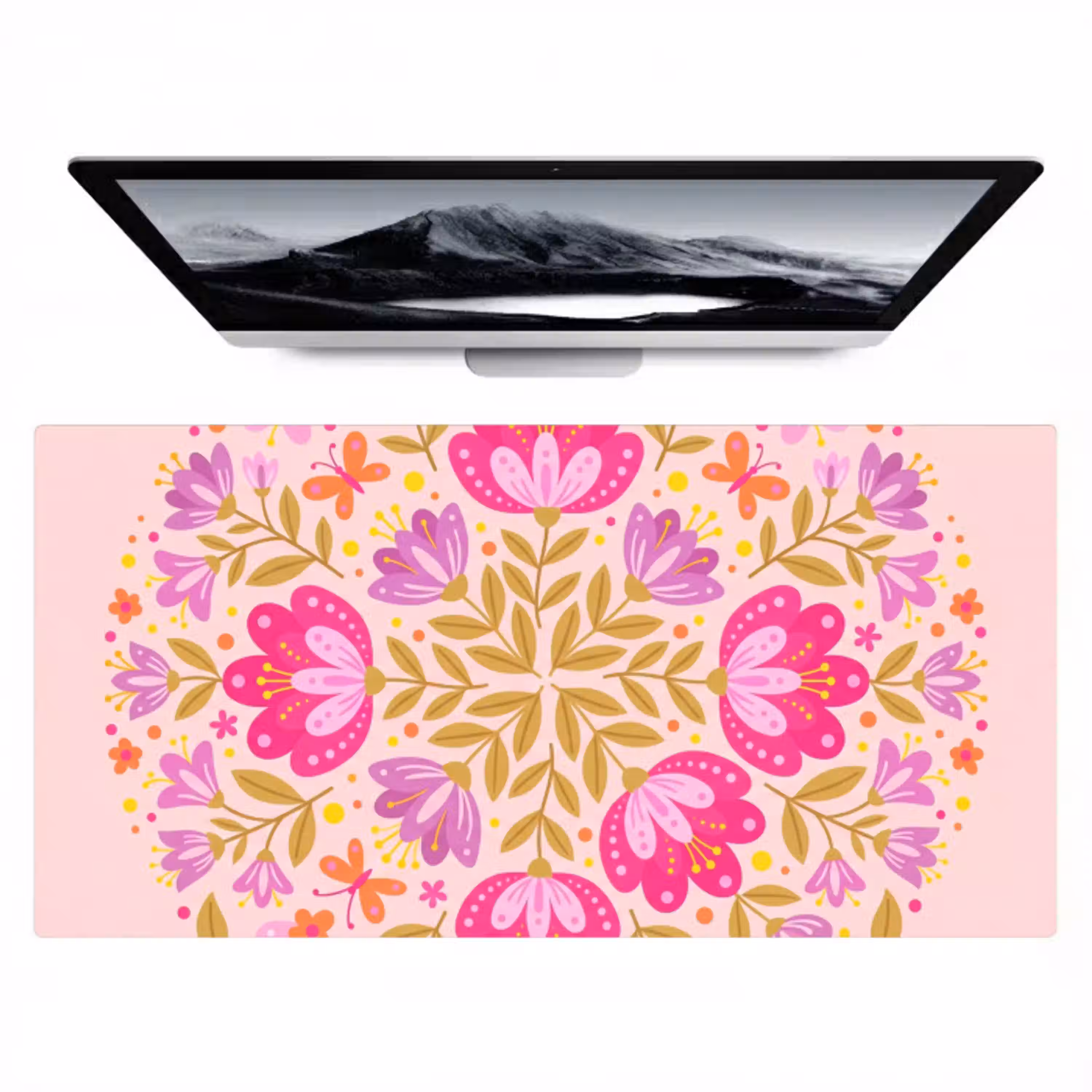 Bloemen - Patroon - Natuur - Abstract - Roze Muismat XXL klein -zzz3d