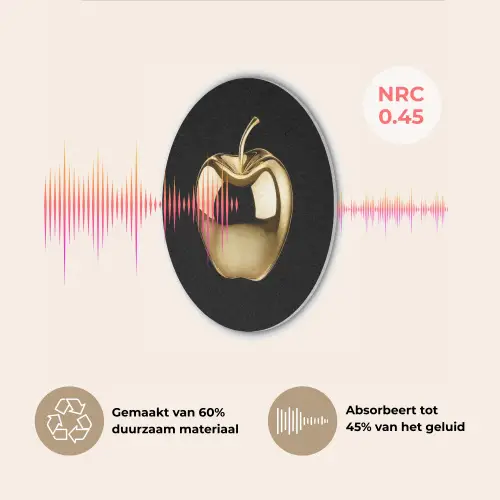 Appel - Goud - Chrome - Zwart Akoestische PET Vilt - Rond klein -USP_NL