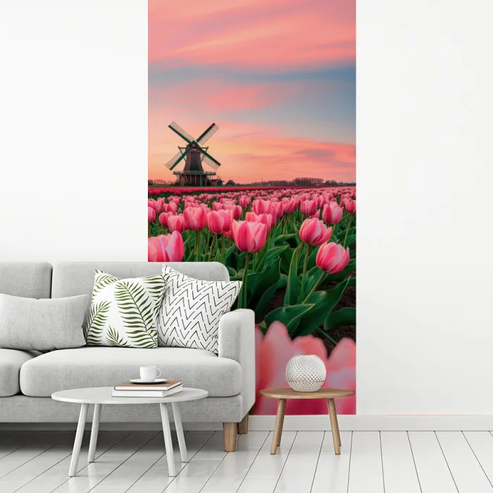 Tulpen - Molen - Nederland fotobehang vinyl groot -woonkamer