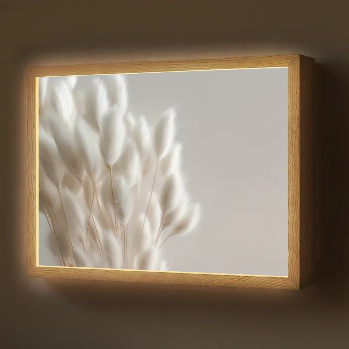 Pluimen - Beige - Minimalistisch Light Box met batterij (Wandlamp) middel -z3d_website
