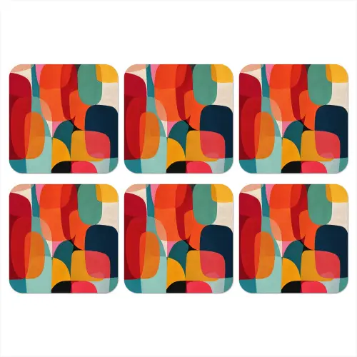 Vormen - Kleurrijk - Abstract - Vlakken onderzetter kurk middel -3d
