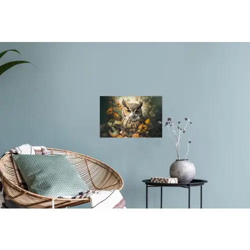 Uil - Vogels - Bloemen - Natuur Muursticker klein -plant