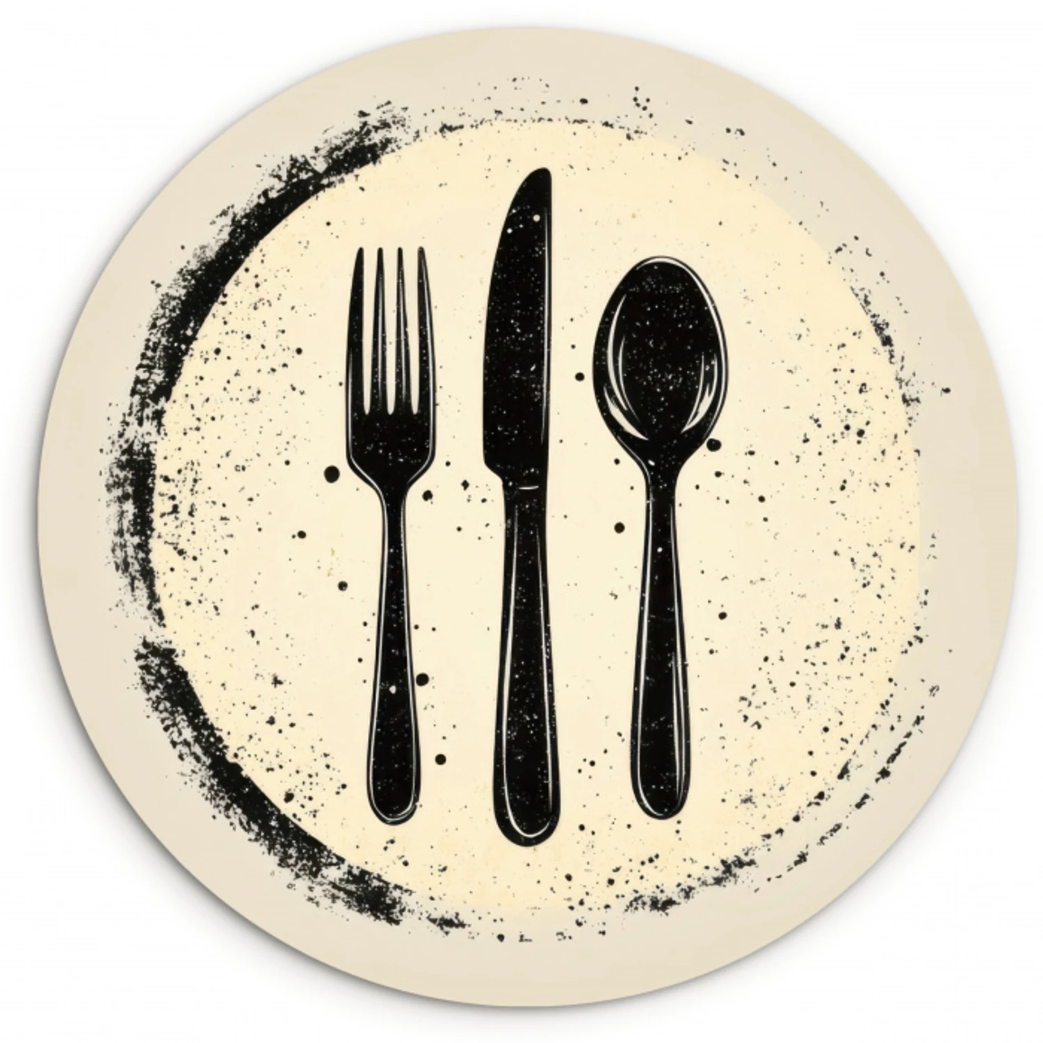 Zwart - Bestek - Rondje Wandcirkel kunststof plaat 5mm dik klein -3d