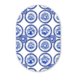 Cirkels - Bloemen - Blauw Wandcirkel Ovaal Aluminium middel 839 -3d