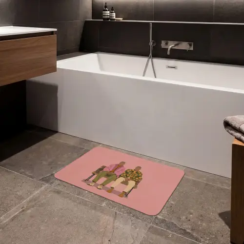 Illustratie - Bankje - Personen - Minimalistisch Badmat klein -sfeer3