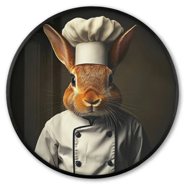 Photo Frame Round - Rabbit - Cook - Animal
