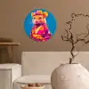 Muis - Kimono - Bloemen - Blauw Wandcirkel behangsticker klein -sfeer1