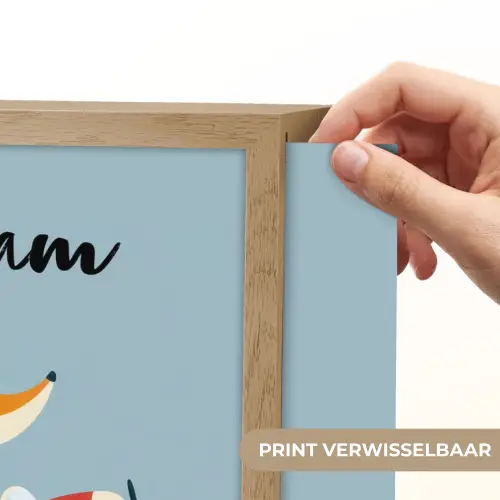 Vos - Vliegtuig - Blauw Light Box met batterij (Wandlamp kind) middel -USP_websiteprintNL