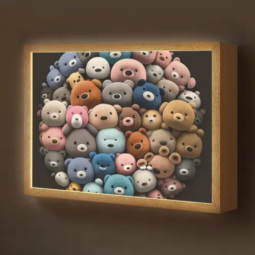 Teddybeer - Knuffel - Dieren - Meisjes - Jongens Light Box met batterij (Wandlamp kind) middel -z3d_website