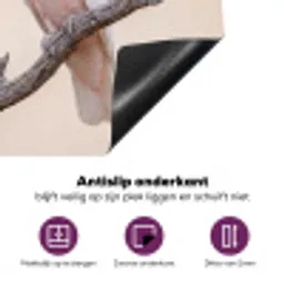 Papagaai - Tak - Roze Inductie beschermer vinyl 3mm klein -zzzzzzz-cc-onderkant