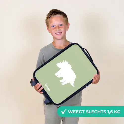 Groen met Triceratops dino Kinderkoffer - Zwart klein -sfeer4_NL