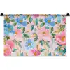 Blauw - Roze - Bloemen Wandkleed katoen klein -zz3d